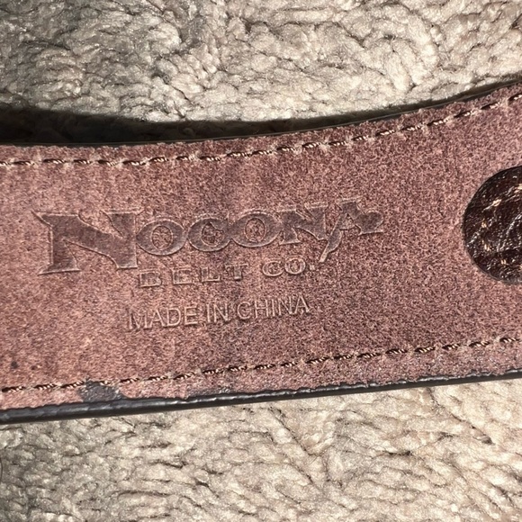 Nocona Belt Co Engraved Leather Western Belt with Deer Buckle Size 42 - Picture 3 of 7